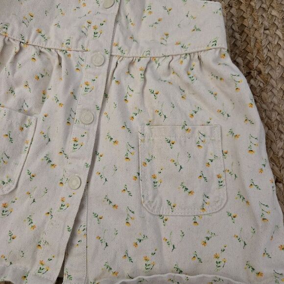 Zara Girls Light Yellow Floral Overall Twill Dress 2-3years - Picture 3 of 8